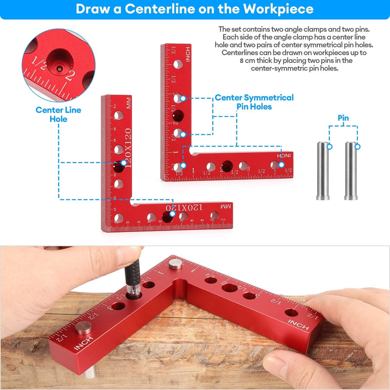 [Australia - AusPower] - 90 Degree Right Angle Clamp Set for Woodworking, 2 Pack 4.7'' Multifunction Precision Positioning Square Clamp for Carpenter, Corner Clamping Square Tool for Picture Frame Box Cabinets Drawers, Red 4.7'' 2 Pack 4.7'' Red 