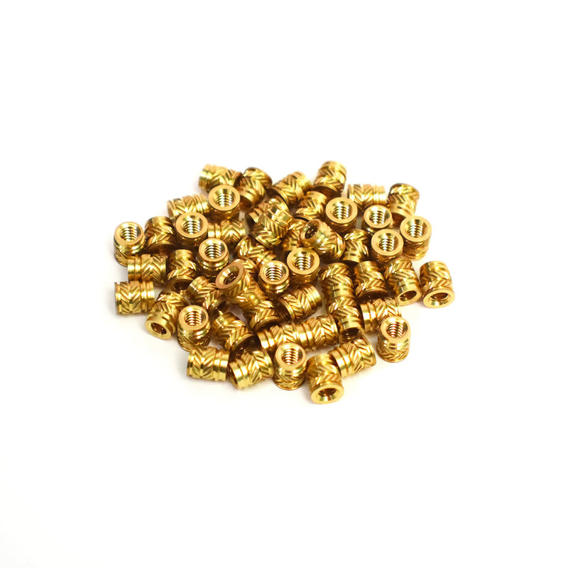 [Australia - AusPower] - [ J&J Products, Inc ] 6-32 Brass Insert 50pcs, 0.219 in OD, 0.25 in Length, Female 6-32 Thread, Press Fitting or Injection Molding Type, 50 pcs 