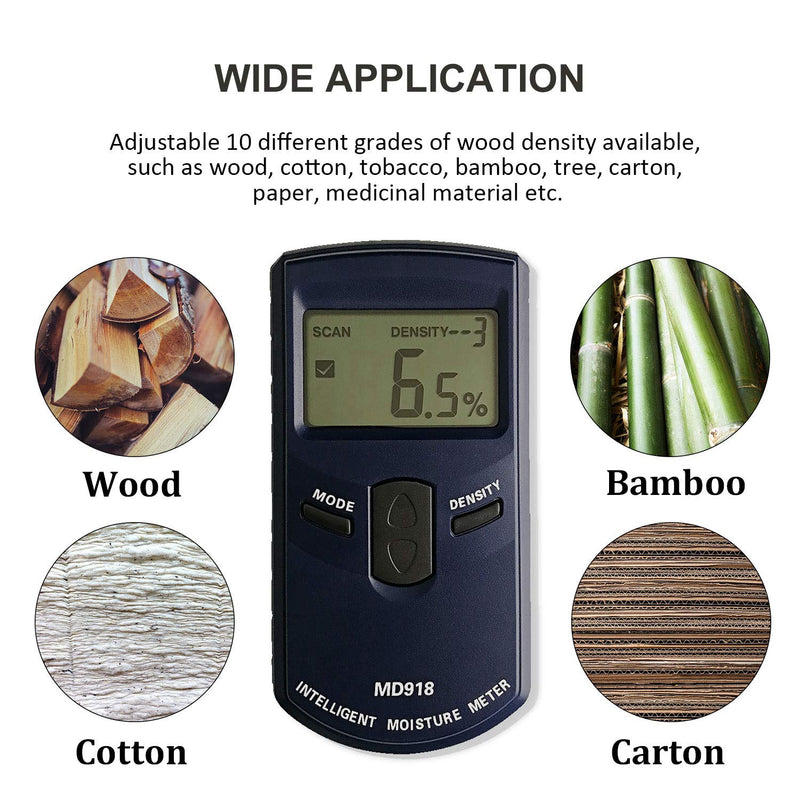 [Australia - AusPower] - AMTAST Intelligent Moisture Meter Digital Lumber Moisture Detector Pinless Wood Moisture Tester, Measure Range 4%~80% RH, Resolution 0.5% 