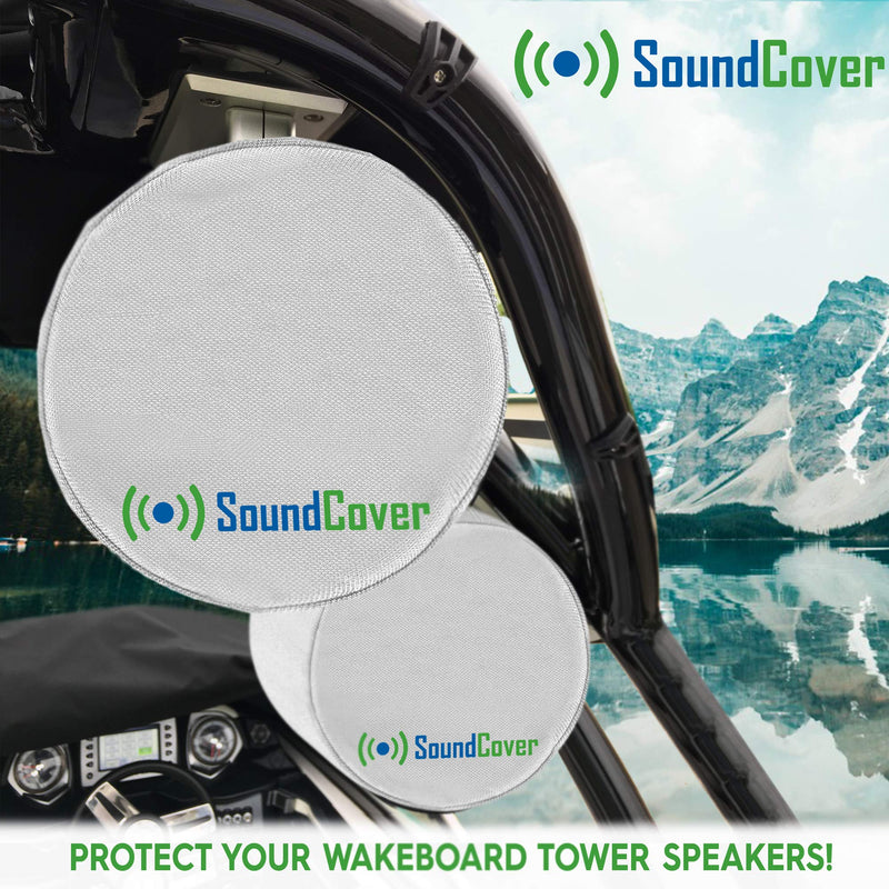 [Australia - AusPower] - 2 White Heavy Duty Marine Speaker Covers for Round 6.5" & Oval 6x9 Boat ATV Wakeboard Tower Pod Speakers - Fits Boss Audio, MCM Custom Audio, Rockville Marine Speakers (Size H 9.8" x W 9.8" x D 12") 