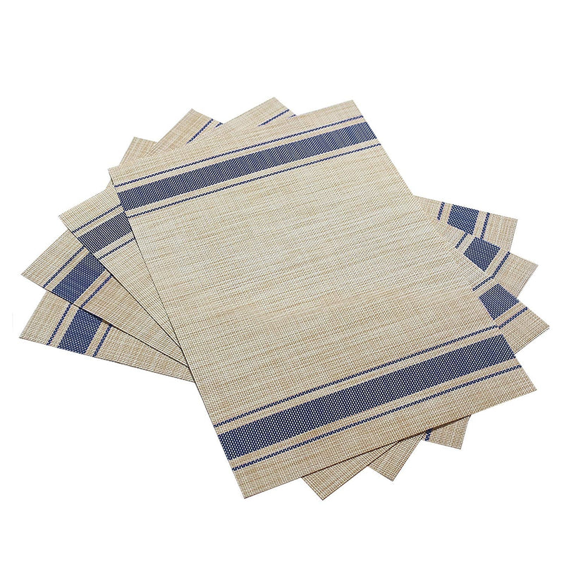 [Australia - AusPower] - YOSICHY Table Mats Set of 4 Crossweave Woven Vinyl Placemats Heat Resistant Non-Slip Kitchen Placemats for Dining Table Washable Easy to Clean(Blue) C-blue 