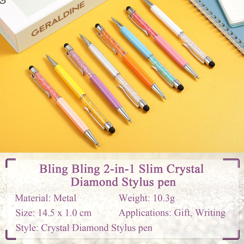 [Australia - AusPower] - 26 Pieces Crystal Ballpoint Pen Crystal Stylus Pen Bling Ballpoint Pens Glitter Diamond Pen 2-in-1 Slim Pens Capacitive Writing Pens for Touch Screens, Office, School Stationery Supplie (Cold Colors) Cold colors 