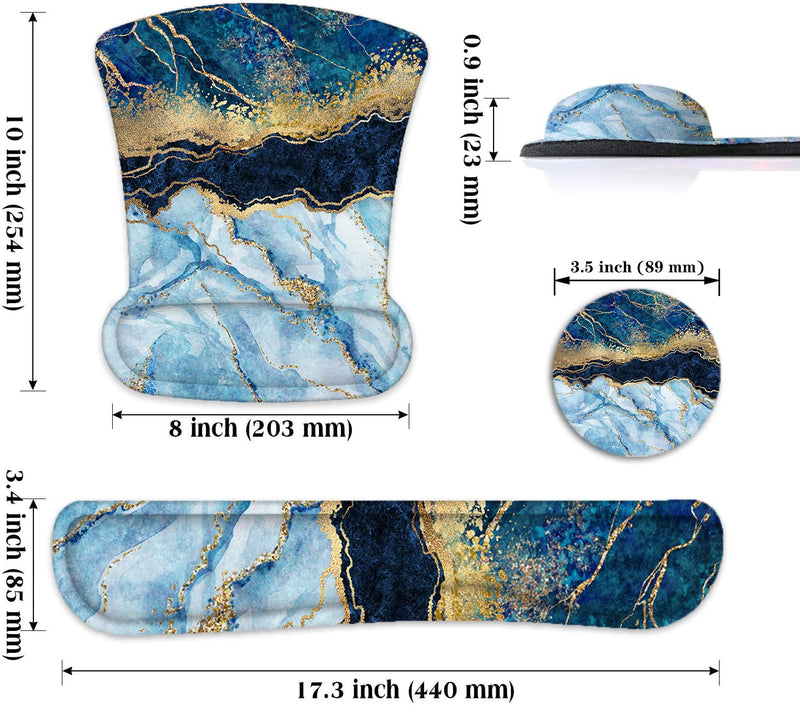 [Australia - AusPower] - Lateefah Mouse Pad Wrist Support, Keyboard Wrist Rest and Mouse Pad, Memory Foam Wrist Rests for Keyboard and Mouse, Ergonomic Mouse Pad and Keyboard Wrist Support for Gaming, Office & Easy Typing Blue Marble 