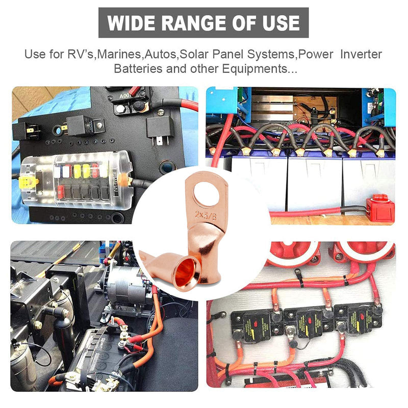 [Australia - AusPower] - TKDMR 10pcs 1/0 AWG-1/2" Battery Lugs,Copper Wire Lugs,Heavy Duty Battery Cable Ends,Tubular Ring Terminals,AWG Crimp Wire Ring Lugs,Battery Terminal Connectors with 3:1 Heat Shrink Tubing 1/0 Awg - 1/2" (M12) Ring 10 