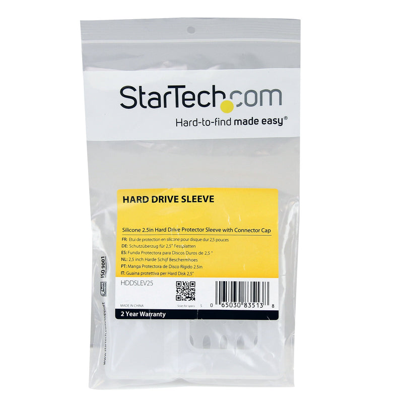 [Australia - AusPower] - StarTech.com 2.5in Silicone Laptop Hard Drive Protector Sleeve with Connector Cap - 3.5 HDD protector - Hard Drive protector (HDDSLEV25), Clear 2.5 in Drive 