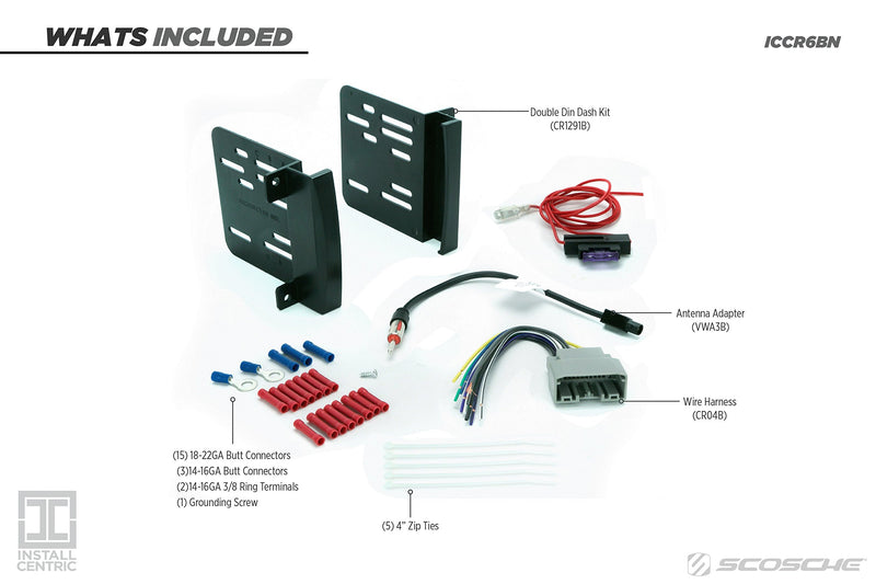 [Australia - AusPower] - SCOSCHE Install Centric ICCR6BN Compatible with Select Chrysler/Dodge/Jeep 2007-14 Double DIN Complete Stereo Installation Solution for Installing an Aftermarket Stereo 2007-17 Complete Installation Kit 