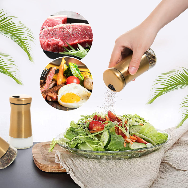 [Australia - AusPower] - bonris Copper Stainless Steel Salt and Pepper Shakers,Clear Bottom Jar Bottle Container with Stainless Steel Top,with Adjustable Pouring Hole Copper plating Double 