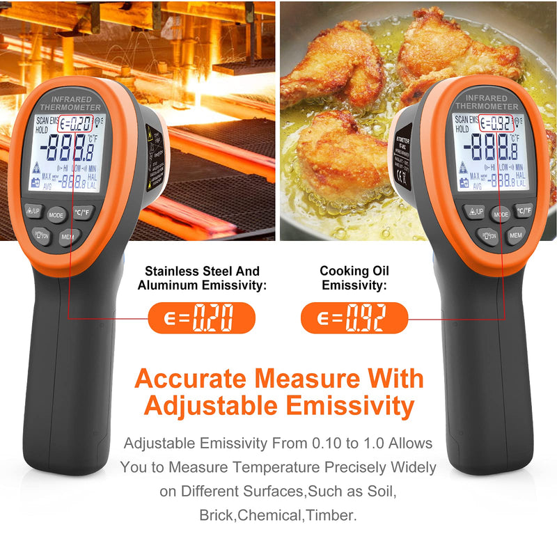 [Australia - AusPower] - Infrared Thermometer Gun - BTMETER 985C Non Contact 16:1 IR Laser Temperature Gun Digital Instant Read -50℃~800℃(-58℉~1472℉) for Food Cooking Kitchen Grilling HAVC(NOT for Human Temp Test) 