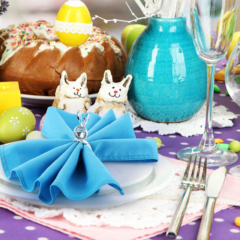 [Australia - AusPower] - 8 Pieces Bunny Napkin Ring Easter Serviette Rings Holder Buckle Easter Napkin Ring Bunny Ear Napkin Rings Metal Alloy Crystal Napkin Ring for Easter Table Decor (Silver,Lovely Style) Silver Lovely Style 