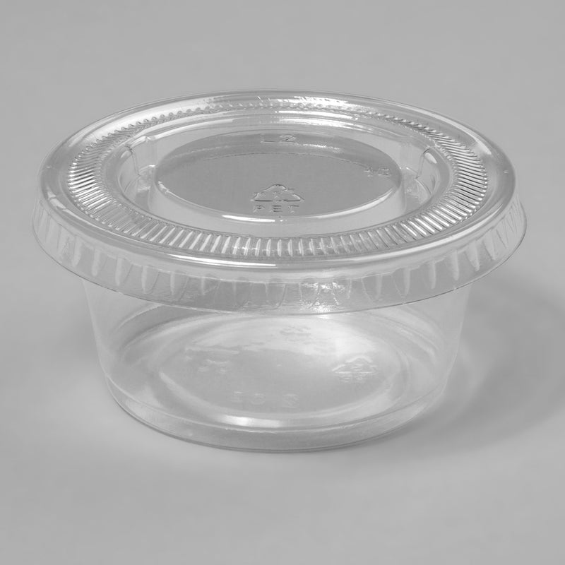 [Australia - AusPower] - 100 Pack of Individual Portion Souffle Condiment Cups with Lids - 2 oz. - Perfect for Ketchup, Salsa, BBQ Sauce, and Dipping by California Containers 