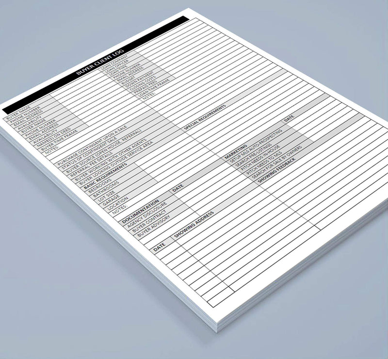 [Australia - AusPower] - Real Estate Agent Supplies - Home Buyer Client Log to Include in Real Estate Buyer Folders. Realtor Log to Track Buyer Needs, Home Showings & Agent Activity. 50 Page Notepad. 8.5 X 11. Made in the USA. 