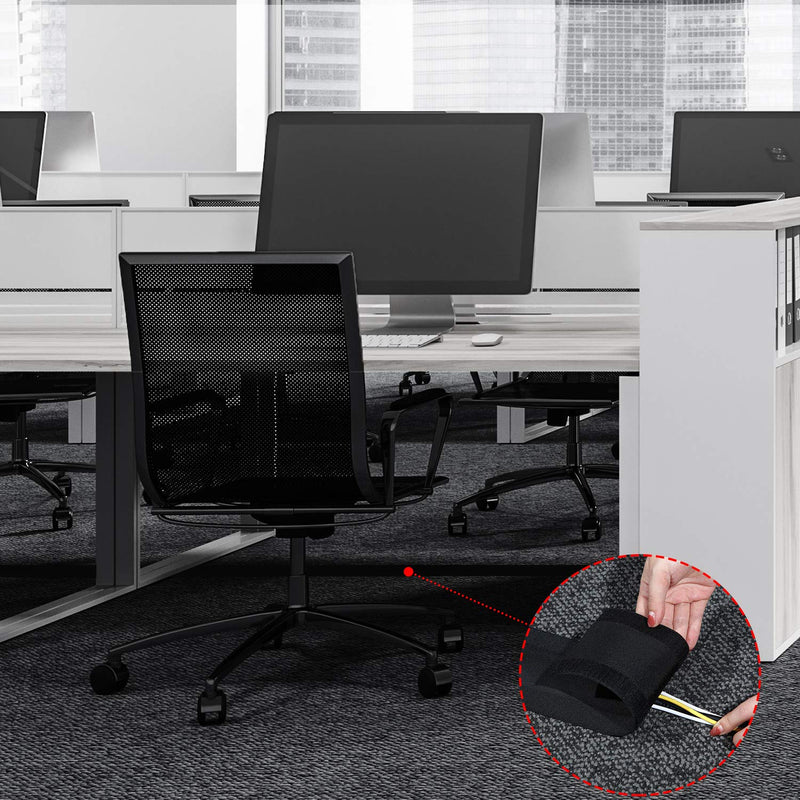 [Australia - AusPower] - Cable Grip Floor Cable Cover Cords Cable Protector Cable Management Only for Commercial Office Carpet (Black, 2 Pieces) Black 