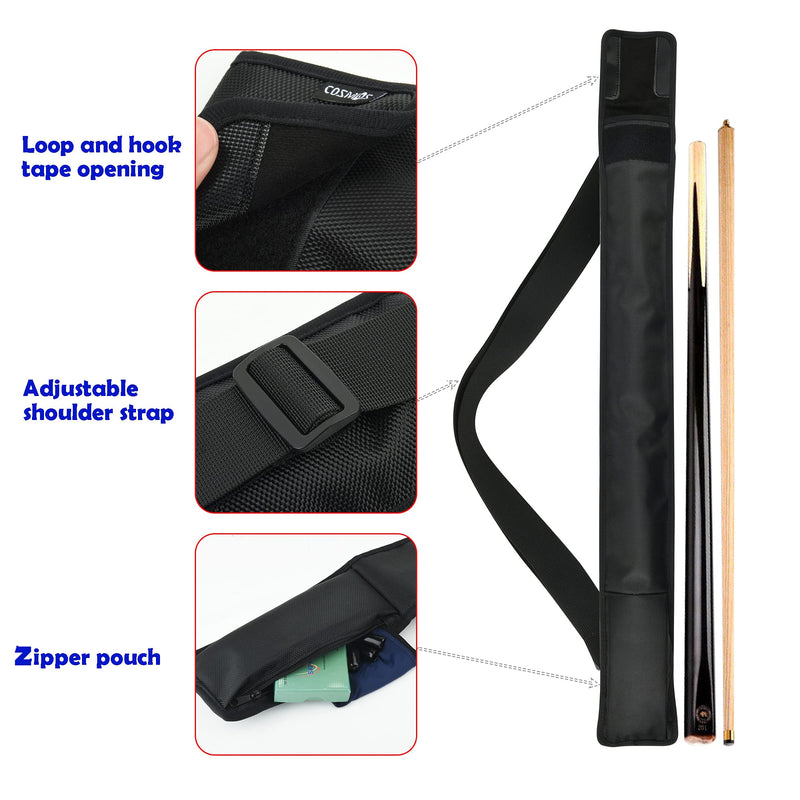 [Australia - AusPower] - Cosmos Billiard Pool Cue Stick Carrying Case Bag Snooker Cue Stick Storage Pouch Holder for 1/2 Billiard Cue Stick (Holds 1 Butt / 1 Shaft) Black Color 