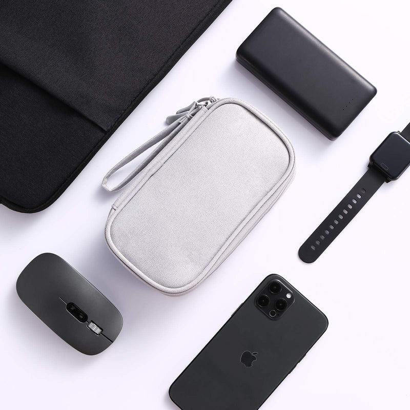 [Australia - AusPower] - Bevegekos Cable and Charger Organizer Bag, Travel Case Pouch for Small Electronics & Accessories (Small, Light Grey) 