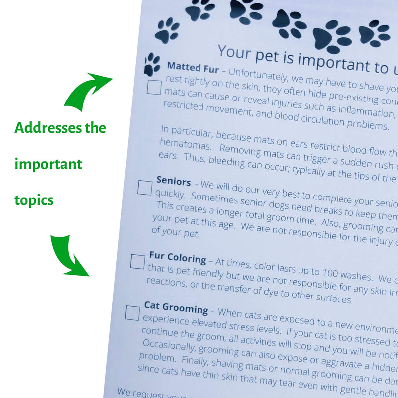 [Australia - AusPower] - Grooming Pet Release Forms (100 Sheets, 5.5" X 8.5") Addresses Matted Fur, Senior Dogs, Fur Coloring, and Cats 