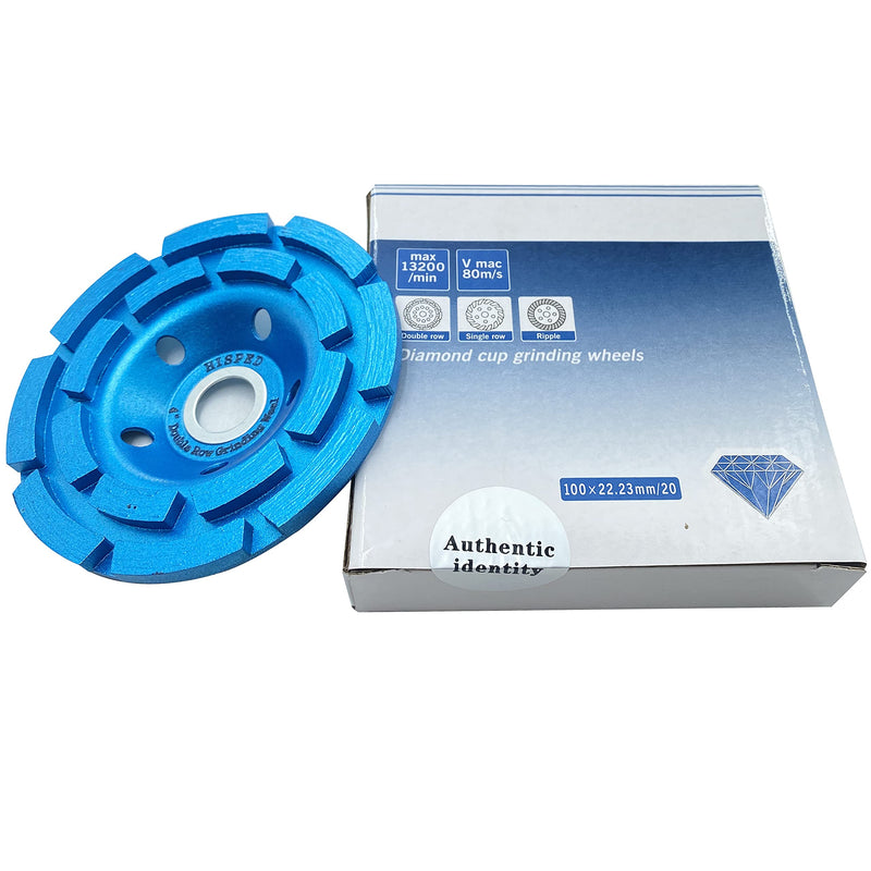 [Australia - AusPower] - HISPED 100mm(4") Double Row Diamond Grinding Wheel Concrete Grinding Wheel for Grinding Concrete and Stone Blue 4" 