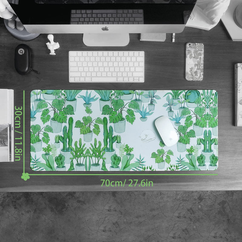 [Australia - AusPower] - Cute Large Mouse Pad, XL Gaming Mouse Pads, Big Extended Mousepad, Waterproof Desk Mat with Stitched Edge, Laptop Computer Keyboard Mat Desk Pad for Home Office, 27.6x11.8X0.12IN (Green Cactus) Green Cactus 