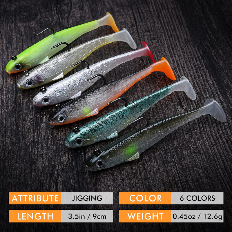 [Australia - AusPower] - TRUSCEND Pre-Rigged Jig Head Soft Fishing Lures, Paddle Tail Swimbaits for Bass Fishing, Shad or Tadpole Lure with Spinner, Premium Fishing Bait for Saltwater Freshwater, Trout Crappie Fishing 