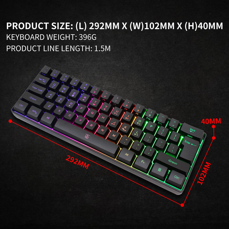 [Australia - AusPower] - Snpurdiri 60% Wireless Gaming Keyboard,2200mAh Mini 61 Keys Mechanical Feeling Keyboard with Bluetooth 5.1&2.4G Wireless Dual Modes,Support Charging,Suitable for PC/Tablet/Smartphone Gamer,Black Black 