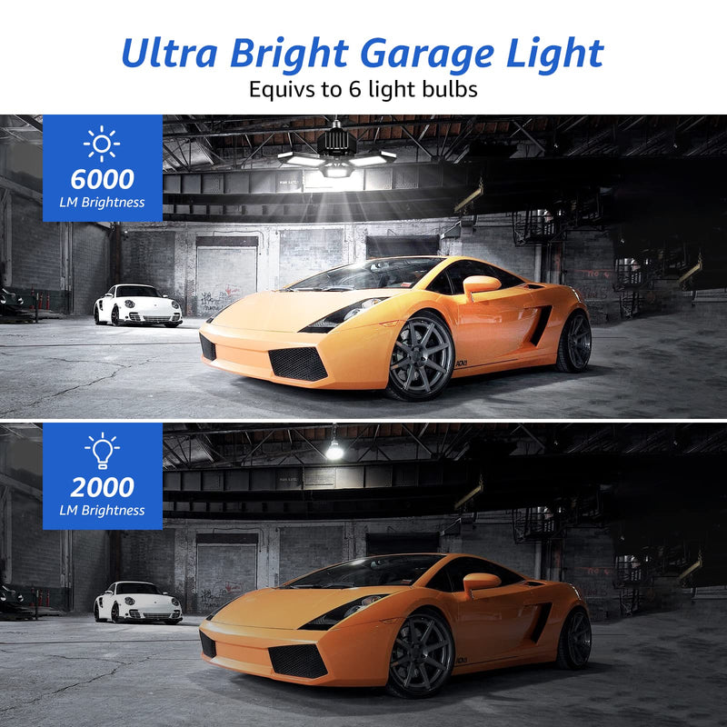 [Australia - AusPower] - Garage Light 2 Pack, Led Garage Light, Garage Lights Ceiling Led, Illuminator 360 Garage Light, Bright Garage Light Garage Light Fixture 