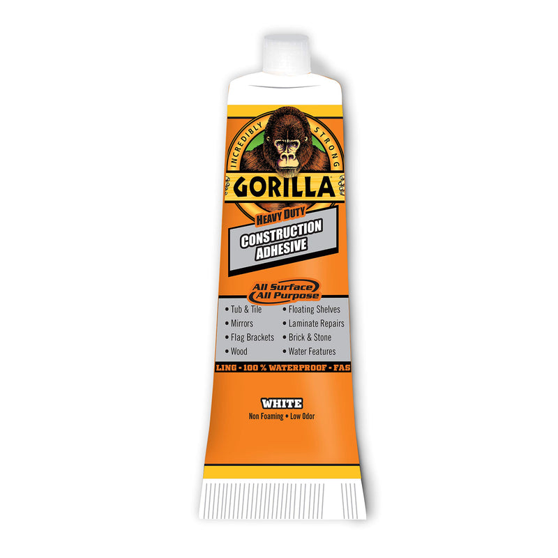 [Australia - AusPower] - Gorilla Heavy Duty Construction Adhesive, 2.5 Ounce Squeeze Tube, White, (Pack of 1) 1 - Pack 