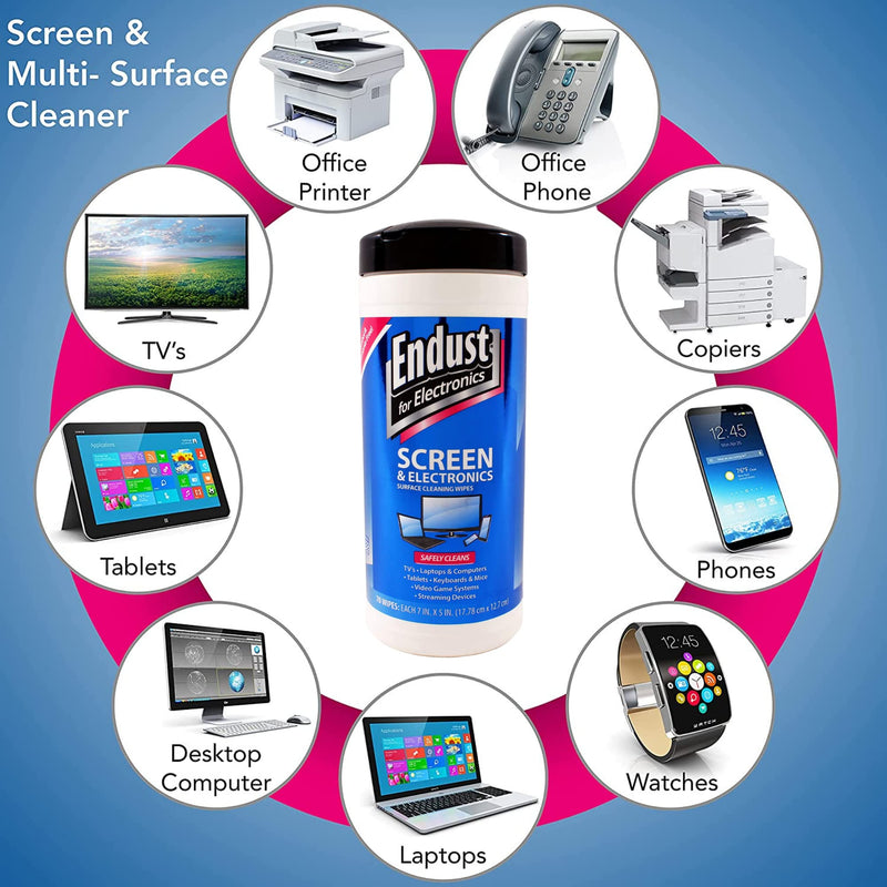 [Australia - AusPower] - Endust For Electronics Screen And Electronics Surface Cleaning Wipes For TV, Phone, Monitor, Laptop, Tablet, Electronic Equipment, Pre-Moistened, Alcohol & Ammonia Free, 140 Count (Pack of 2) 