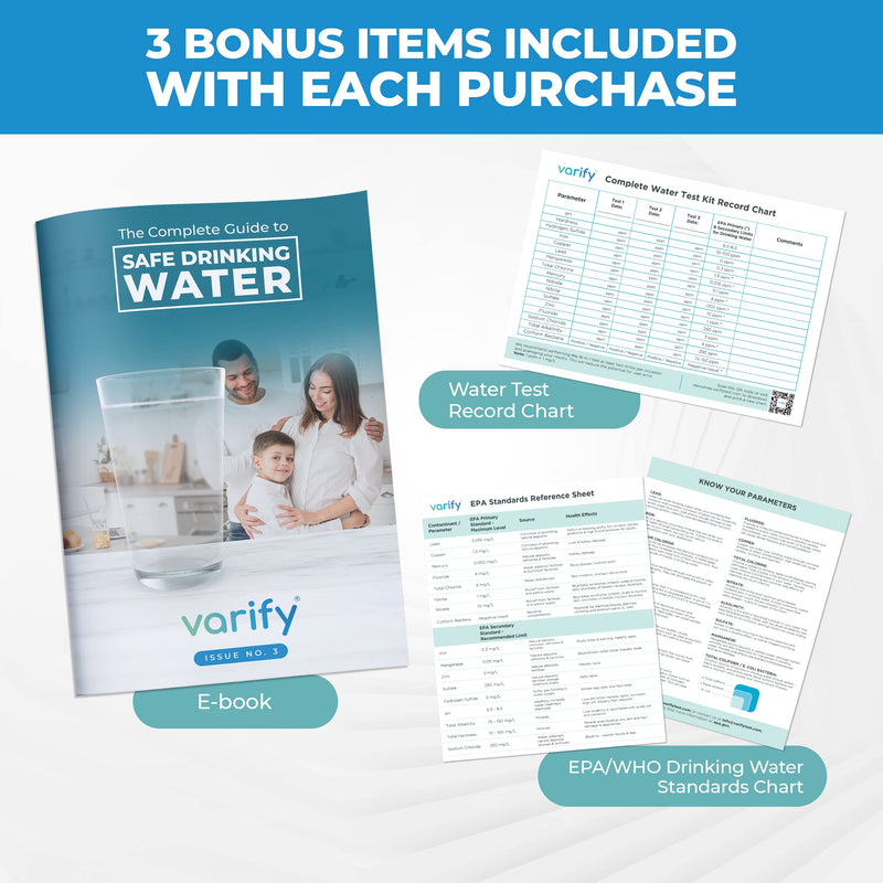 [Australia - AusPower] - 17 in 1 Premium Drinking Water Test Kit - 100 Strips + 2 Bacteria Tests - Home Water Quality Test - Well and Tap Water - Easy Testing for Lead, Bacteria, Hardness, Fluoride, pH, Iron, Copper and more! 