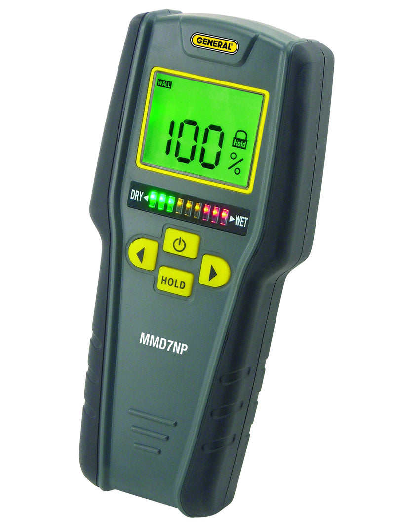 [Australia - AusPower] - General Tools MMD7NP Pinless, Non-Invasive, Non-Marring, Digital Moisture Meter, Water Leak Detector, Moisture Testerup To ¾" (19mm) Deep, Backlit LCD Screen, Visual/Audible Alarms Digital LCD with Tricolor Bar Graph, Pinless 