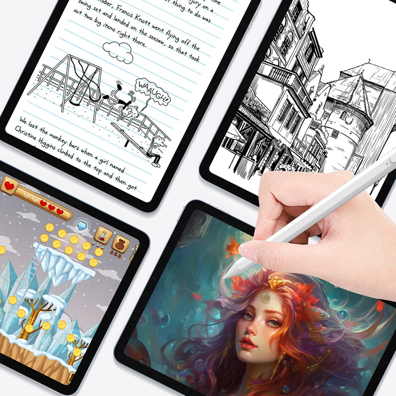 [Australia - AusPower] - Stylus Pen for iPad, Apple Pencil for iPad 9th&10th Generation, iPad Pencil with Fast Charge Palm Rejection, Compatible with(2018-2023) Apple iPad 11/12.9'', iPad Air 5/4/3rd, iPad Mini 5/6,iPad 8/7/6 white 
