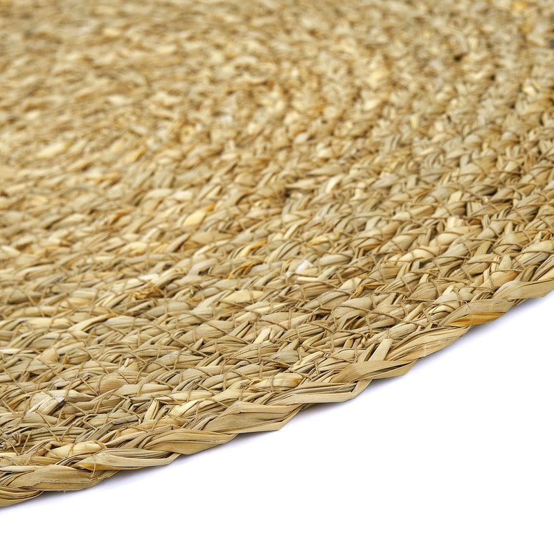 [Australia - AusPower] - Set of 6, Round Woven Placemats, Natural Braided Straw Table Mats, Weave Aquatic Placemats for Dinning Table, 11.8 inch Aquatic Plants 