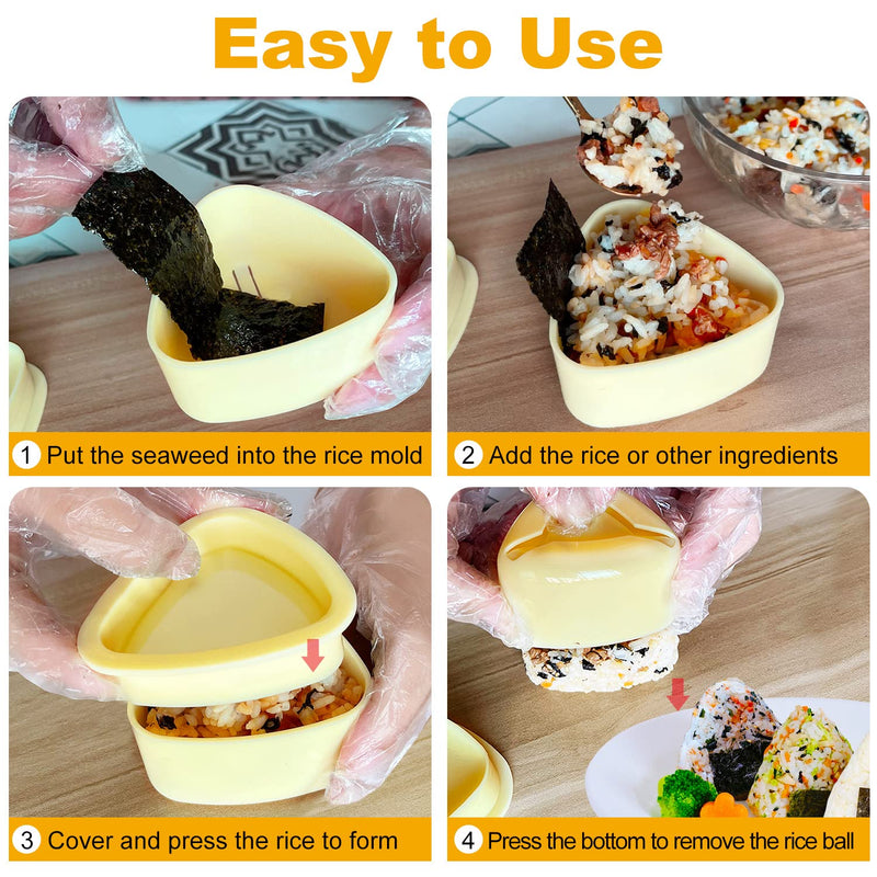 [Australia - AusPower] - Onigiri Mold, 3 Pack Rice Mold Musubi Maker Kit, Non Stick Spam Musubi Maker Press, Classic Triangle Rice Ball Mold Maker Sushi Mold for Kids Lunch Bento and Home DIY 