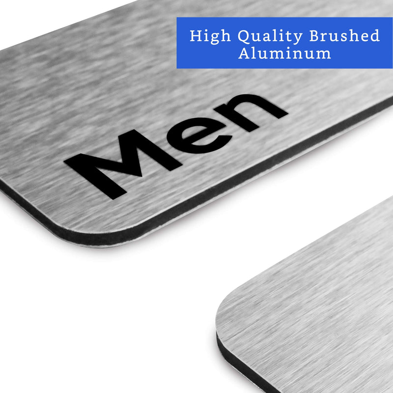 [Australia - AusPower] - Brushed Aluminum Restroom Signs (Set of 2) - Men and Women Modern Restroom Sign - Bathroom Sign Decor - Bathroom Door Signs - Restroom Signs for Business - Bathroom Signage 