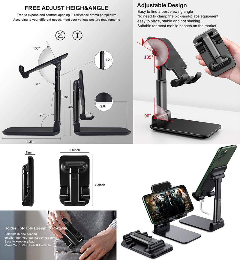 [Australia - AusPower] - Car Phone Holder Mount-Cell Phone Stand Foldable, Angle & Height Adjustable,Universal Phone Car Air Vent Holder Cradle,Cable Clips-Cord Organizer,3in1 kit for with Most Mobile Phone/Tablet/iPad 