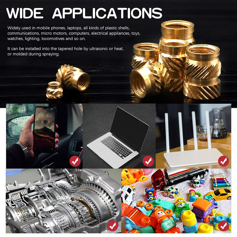 [Australia - AusPower] - Hilitchi 300Pcs Brass Knurled Nuts Threaded Heat Embedment Nut for Printing 3D Printer and More Projects (Assortment Kit) Assortment Kit-300PCS 