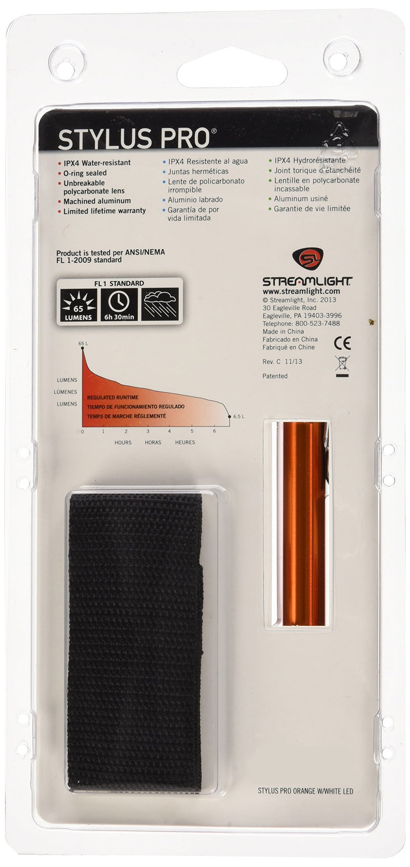 [Australia - AusPower] - Streamlight (66128) Stylus Pro Pen Light, Orange Lime Green, Orange, Silver, Red, Blue, Black 