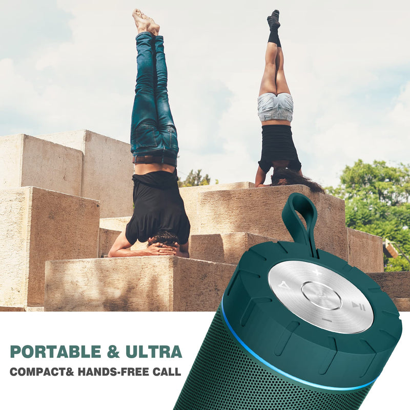 [Australia - AusPower] - COMISO Waterproof Bluetooth Speakers Outdoor Wireless Portable Speaker with 24 Hours Playtime Superior Sound for Camping, Beach, Sports, Pool Party, Shower (Malachite Green) Malachite Green 