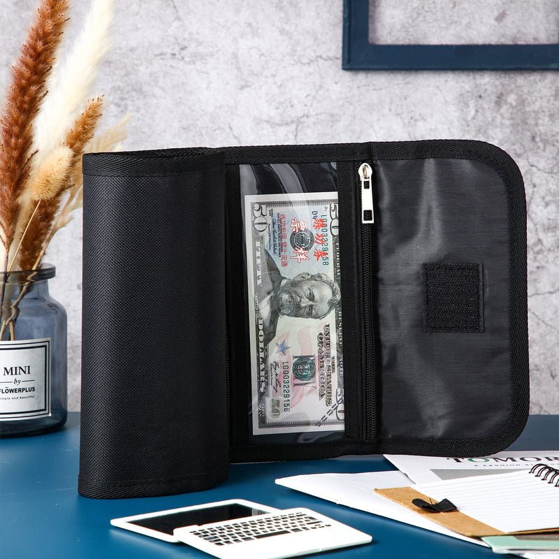 [Australia - AusPower] - Money Organizer Budget Wallet with 8 Zippered Slot Money Bag Receipt Holder Money Holder Small Travel Budgeting Pocket for Budgeting Cash, Storing Receipt (Black) Black 