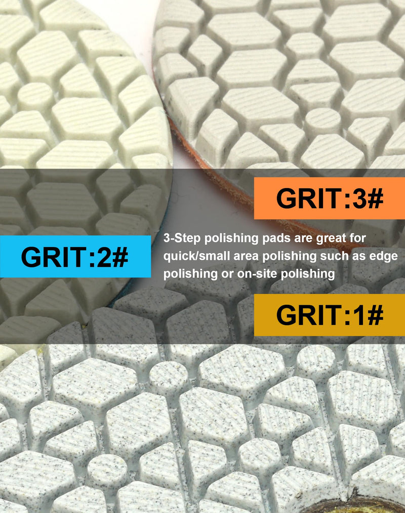 [Australia - AusPower] - Panfreet 3 Step Diamond Polishing Pads 4-inch Wet for Granite Marble Quartz Concrete 