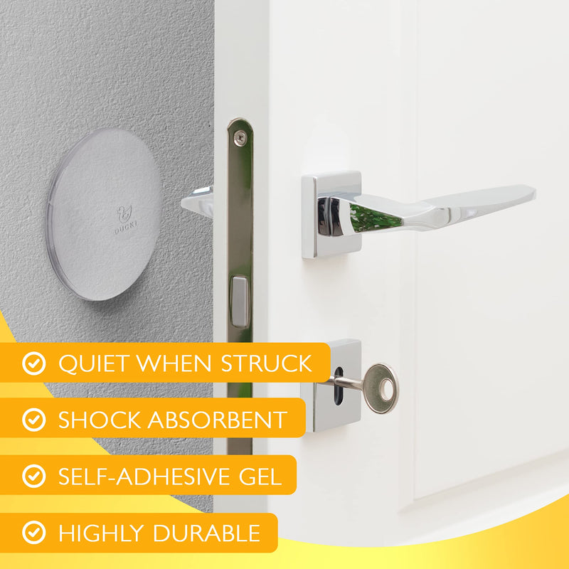 [Australia - AusPower] - Ducki Reusable Wall Protector - Large Self Adhesive, Quiet, Shock Absorbent Gel -Premium Door Stopper for The Home or Office - Elegant Door Handle Silencer and Wall Protection Solution- (2pk)(Clear) Clear Large (2 Pack) 