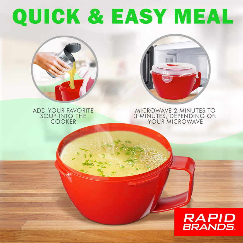 [Australia - AusPower] - Rapid Soup Mug | Microwave Soup & Noodles in Minutes | Perfect for Dorm, Small Kitchen, or Office | Dishwasher-Safe, Microwaveable, & BPA-Free 