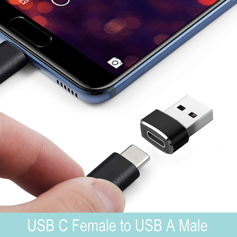 [Australia - AusPower] - USB C Female to USB Male Adapter 4-Pack, Type C to USB A Converter Compatible with iPhone 11/12 Pro Max, Airpods iPad, Samsung Galaxy S20, Laptops, Power Banks, Chargers, Black 