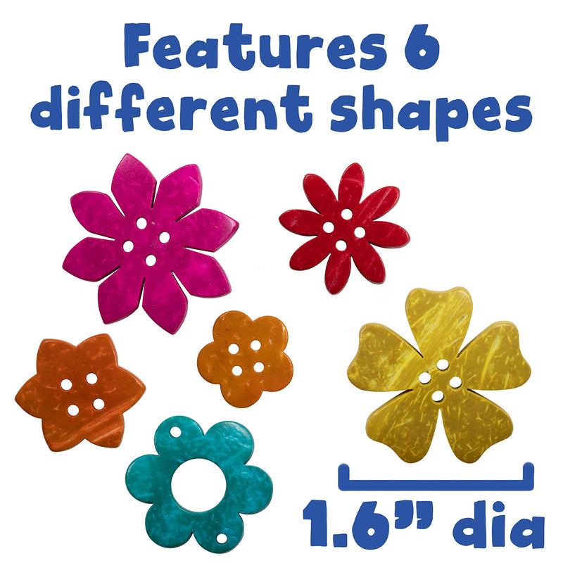 [Australia - AusPower] - READY 2 LEARN Coconut Flowers - Set of 50 - 6 Shapes - 5 Colors - Natural, Hand Made Counters for Kids - Use for Crafts and Jewlry Making 