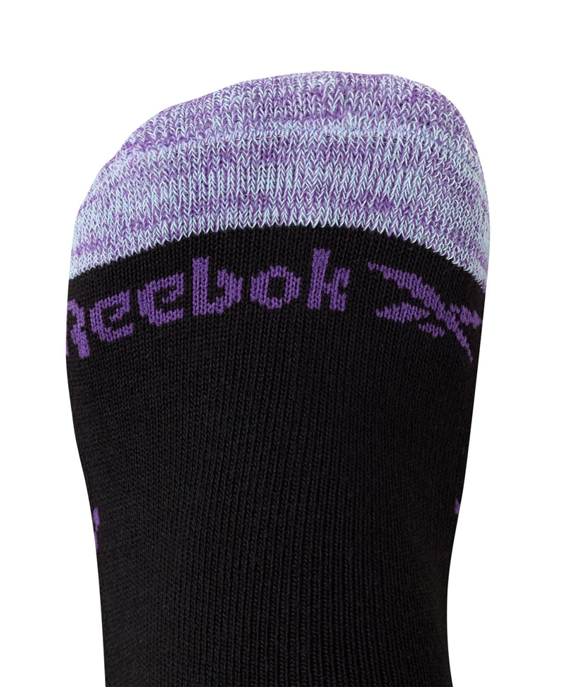 [Australia - AusPower] - Reebok Girls' Cushioned Comfort Athletic Performance No-Show Ankle Low Cut Socks (6 Pack), Size L/Shoe Size: 4-10, Black 