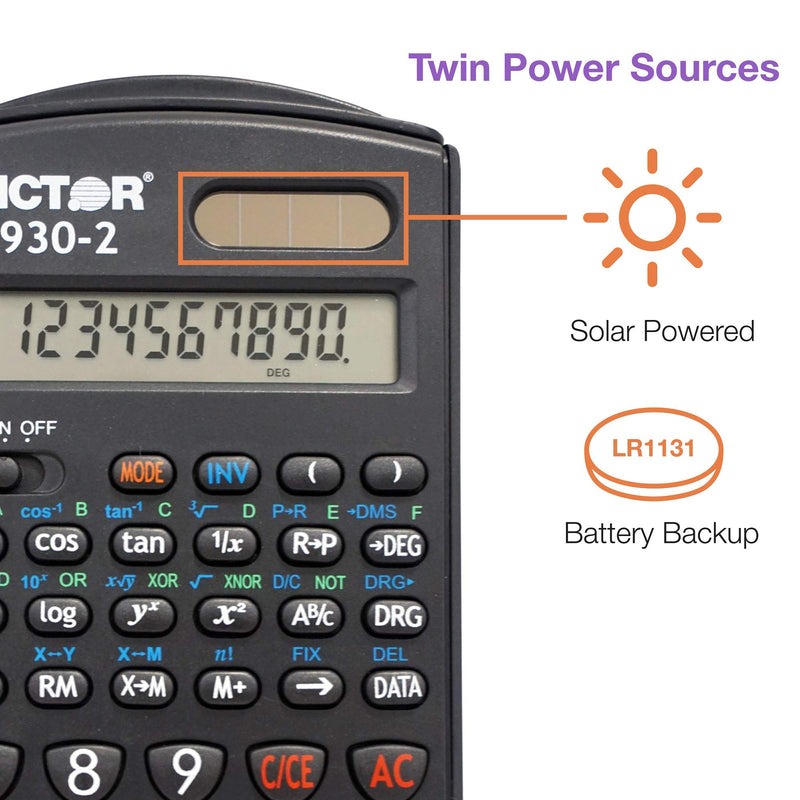 [Australia - AusPower] - Victor-930-2 Scientific Calculator, 1Line Display-Black and Silver , 3 x 5 