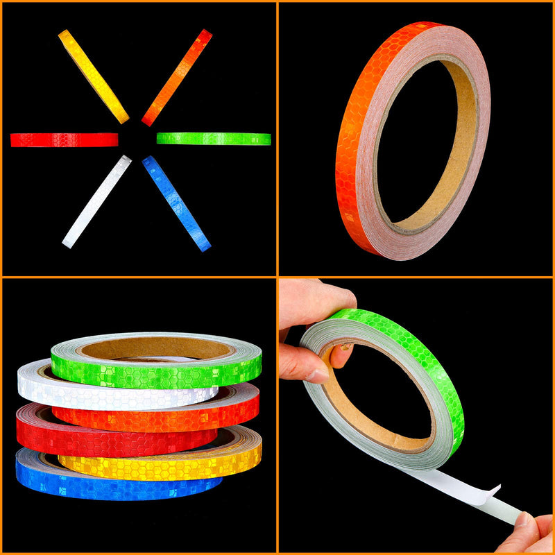 [Australia - AusPower] - 6 Rolls Reflective Tapes 6 Colors Reflective Warning Tape Night Safety Sticker, Silver, Blue, Red, Yellow, Orange, Green (0.4 Inch x 157 Feet) (0.4 Inch x 157 Feet) (0.4 Inch x 157 Feet) 0.4 Inch x 157 Feet 