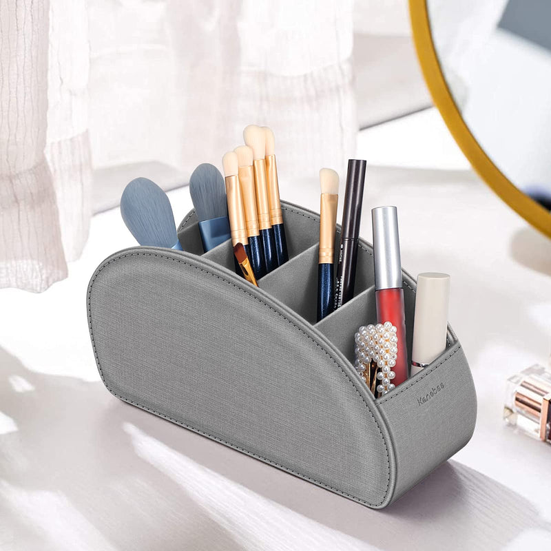 [Australia - AusPower] - Remote Control Holder with 5 Compartments, KENOBEE Anti-slip Desktop Caddy Storage Organizer for Remote Controllers, Office Supplies, Makeup Brush, Media Accessories, Denim Gray Z-Denim Gray 