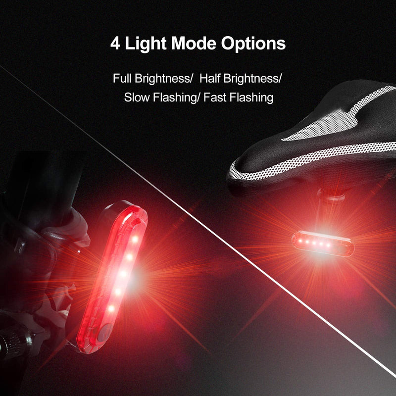 [Australia - AusPower] - Ascher USB Rechargeable LED Bike Tail Light 2 Pack, Bright Bicycle Rear Cycling Safety Flashlight, 330mah Lithium Battery, 4 Light Mode Options, (2 USB Cables Included) 