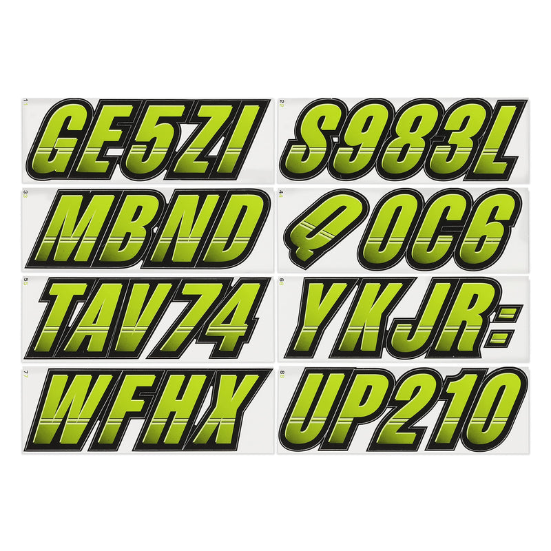 [Australia - AusPower] - Stiffie TECHTRON 3" Alpha-Numeric Registration Identification Numbers Stickers Decals for Boats & Personal Watercraft (Atomic Green / Black) 