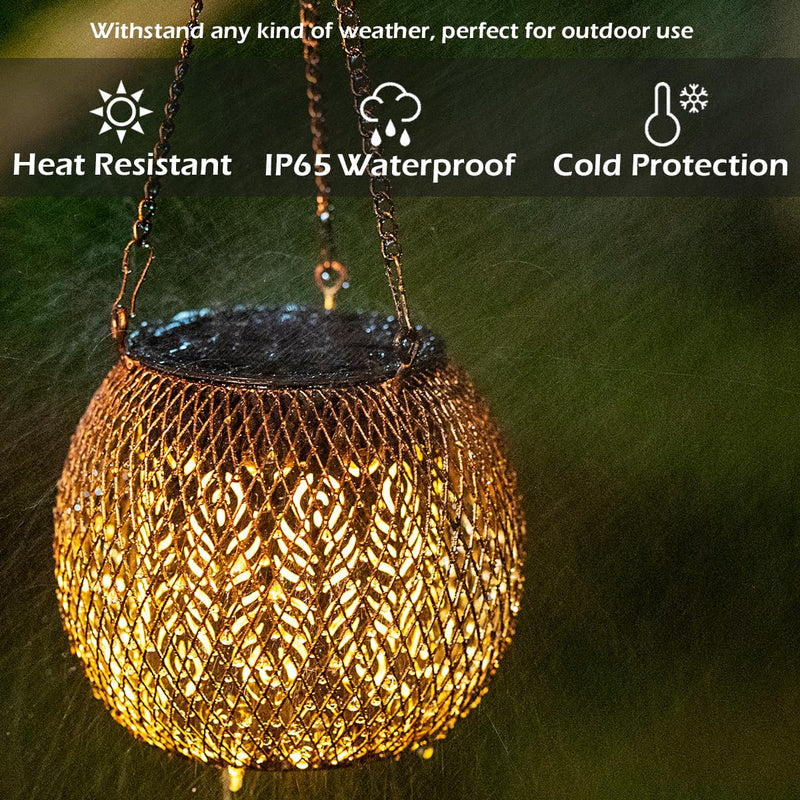 [Australia - AusPower] - LeiDrail Solar Lanterns Outdoor Upgraded Solar Lights for Outside Metal Christmas Decorative Hanging Solar Lantern Waterproof Solar Powered Lighting for Tree Yard Garden Patio 2 Pack 
