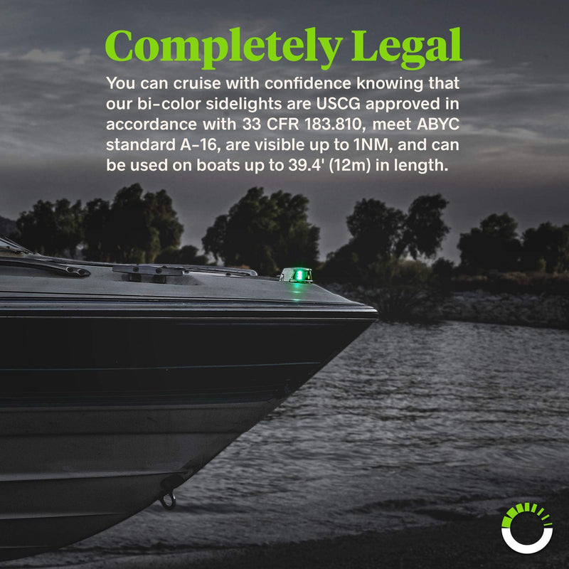[Australia - AusPower] - Red Green LED Marine Navigation Bow Light for Boats [USCG ABYC A-16 2NM][IP67 Waterproof][Chrome & ABS] 2 Nautical Mile Visibility Bicolor Navigation Boat Light for Pontoon Yacht Fishing Boat 